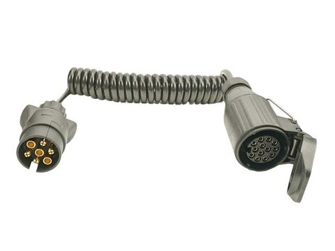 Преходник за теглич 7/13 - PIN, 12V – с кабел спирален 1,0m