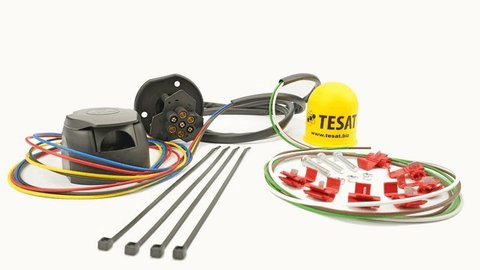 Electrical set for towbar, length 2,0m with 7-pin socket, wires in two PVC tubes