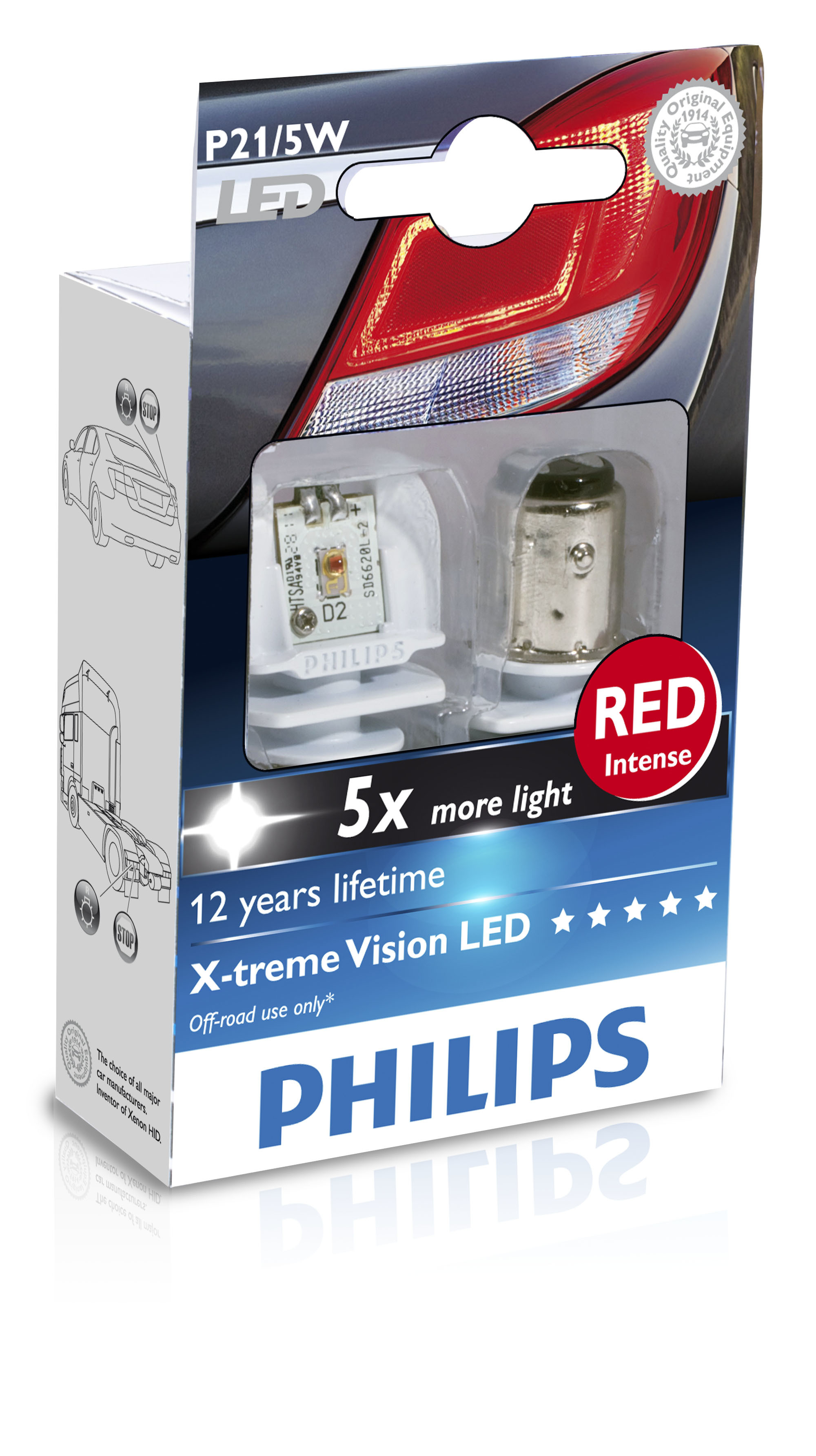 Автолампи LED P21/5W, 12/24V X-tremeVision - RED