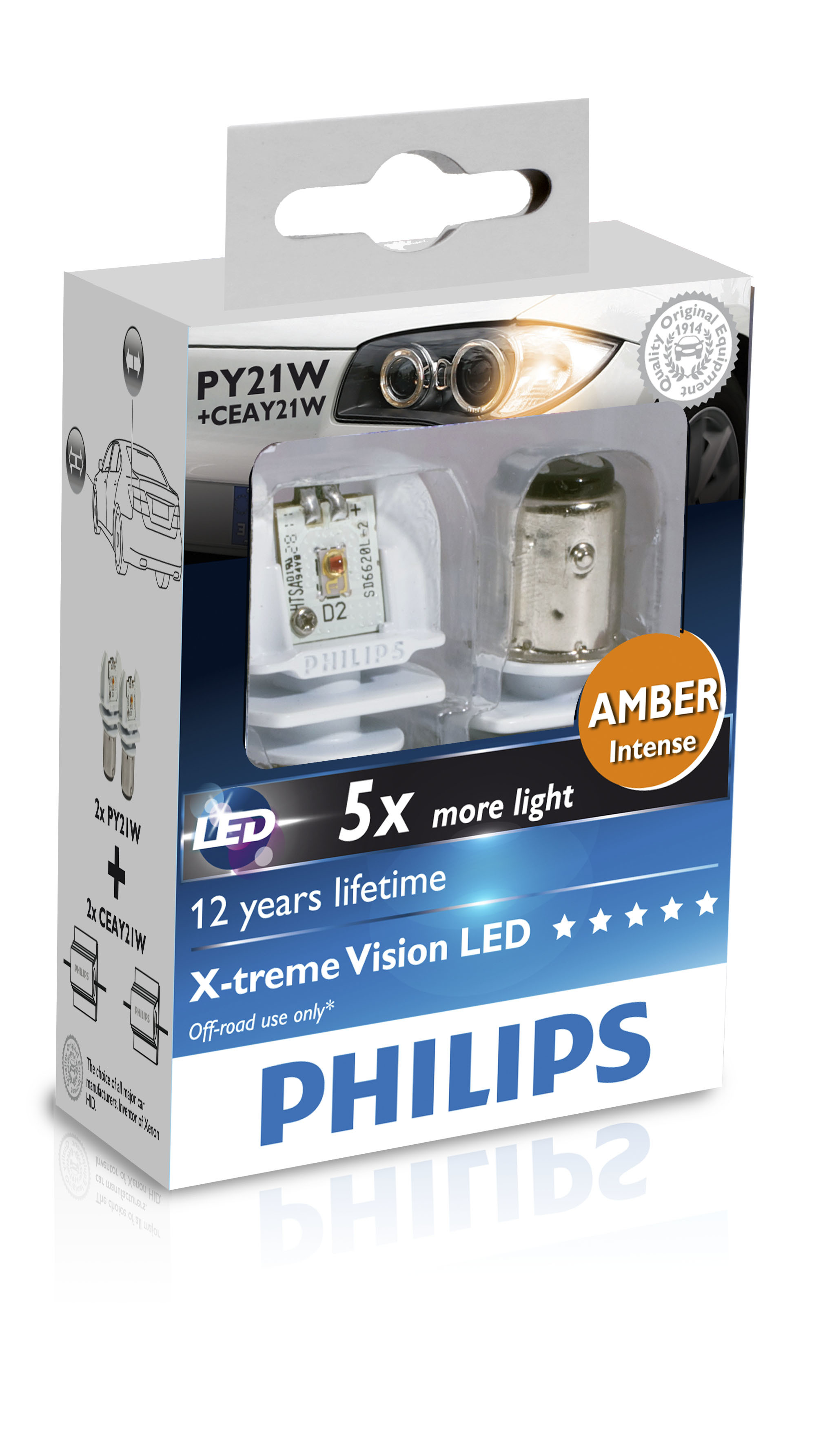 Автолампи LED PY21W, 12/24V X-tremeVision - AMBER