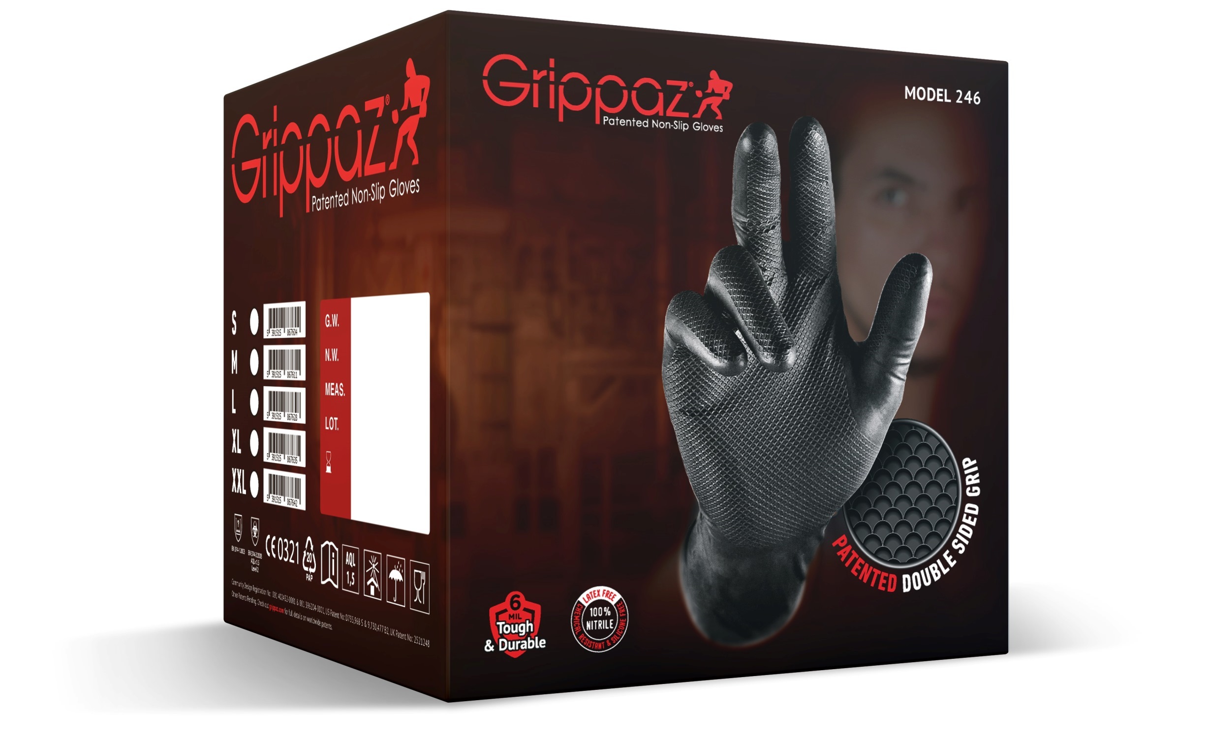 Работни ръкавици Grippaz Black XXL кутия 50 бр.