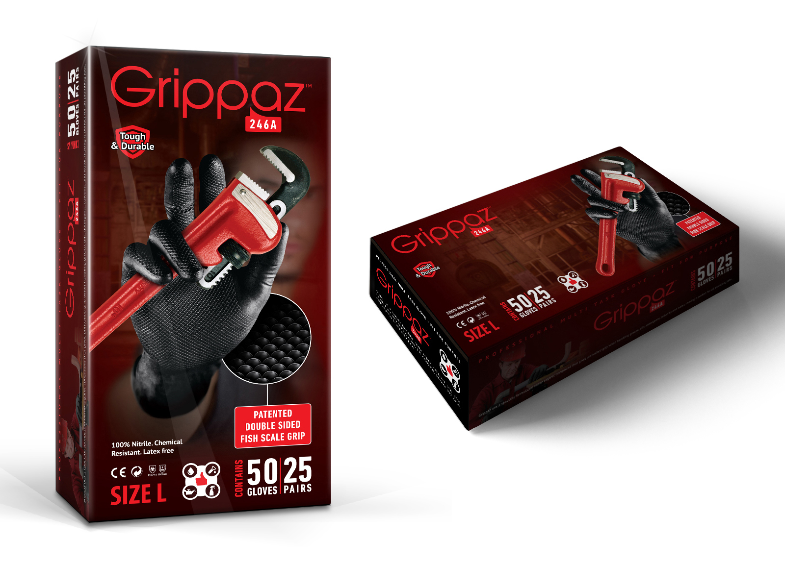 Работни ръкавици Grippaz Black XL кутия 50 бр.