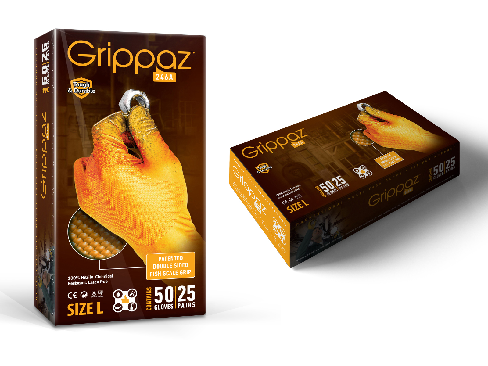 Работни ръкавици Grippaz Orange XL кутия 50 бр.