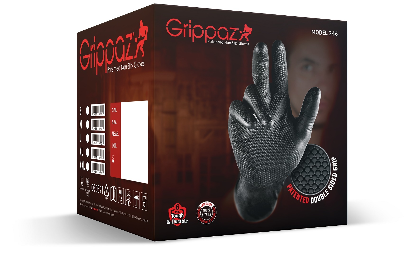 Работни ръкавици Grippaz Black XXL, кашон 10 кутии